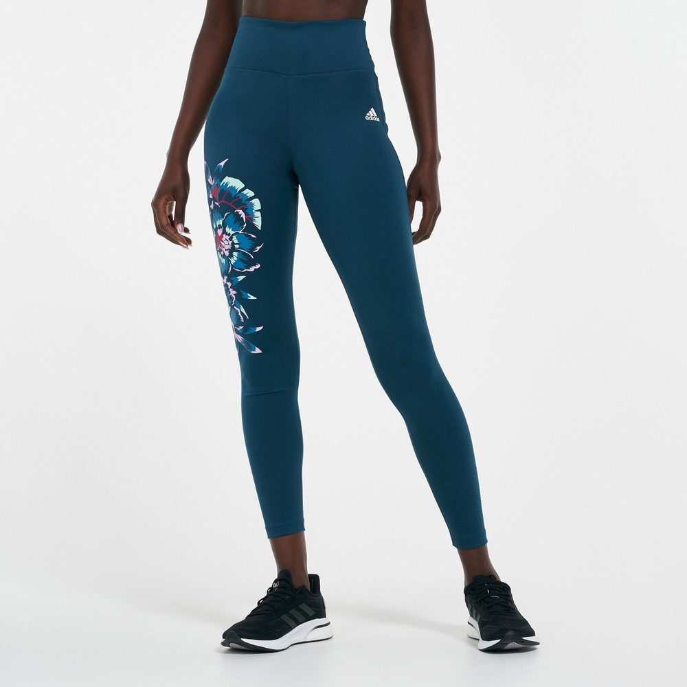 Adidas x FARM Rio Womens Aeroready Floral High Rise Training Tights Teal Large